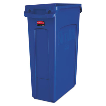 Rubbermaid® Commercial Slim Jim With Venting Channels, Rectangular, 23 Gal, Blue freeshipping - TVN Wholesale